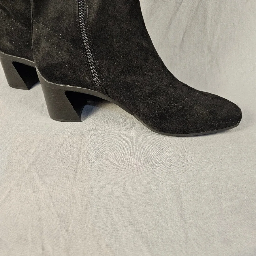 Aerosoles Centola Black Faux Suede Knee High Block Heel Boots Women 11M New